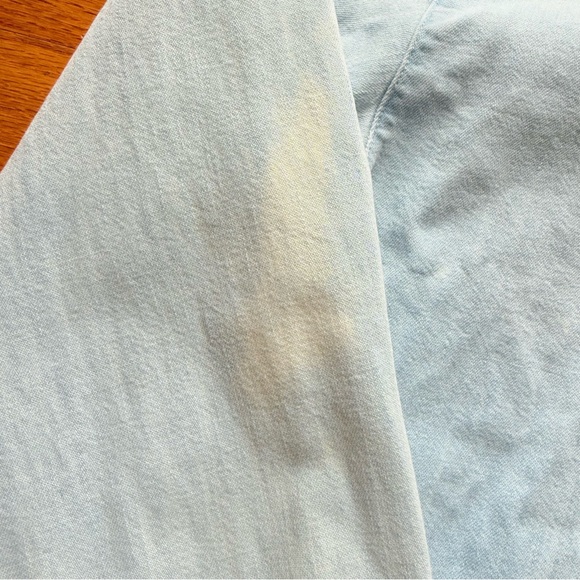 SEZANE Very Light Denim Max Shirt Pearl Snap Button size 36 - Picture 6 of 7